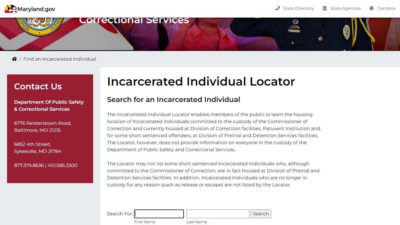 DPSCS - Find an Incarcerated Individual